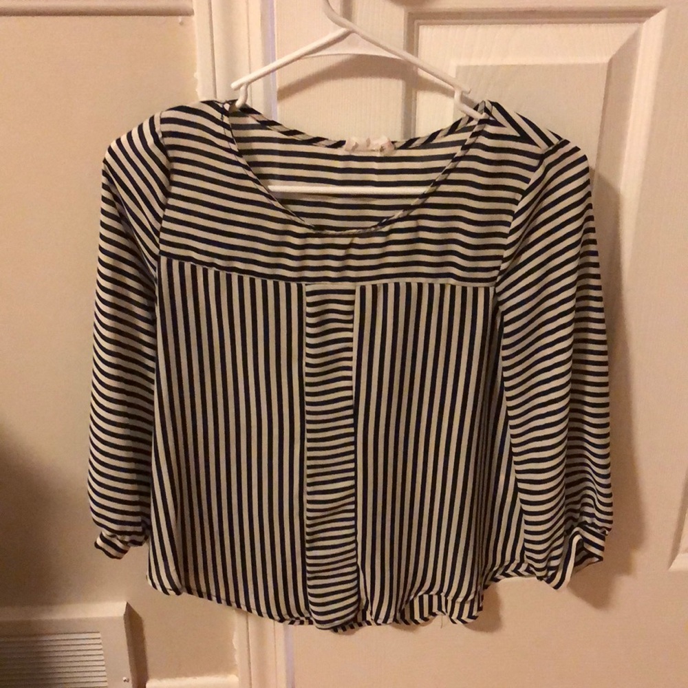 LUSH striped quarter length silky top - from Nordstrom